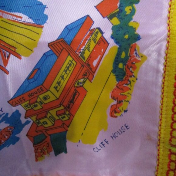 VINTAGE SOUVENIR SAN FRANCISCO PILLOW COVER Pink 16.5" Square - Picture 3 of 7